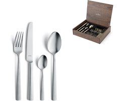 Amefa Ventura - 24-delige bestekset - voor 6 personen - satijn - zilverkleurig - in luxe houten kist