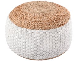 Amelia | Sitzpouf | natuur | jute | 50x50 cm | poef | hocker | Kruk | hockers en poefen | fluwelen poef | Wood Selections