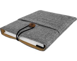 Amenzo® Book Sleeve - 19 x 25 cm - Boek Hoes - Zwart Wit Vissengraat - Book Sleeve voor Boek - Boekbeschermer - 2 Vakken - Boekenhoes