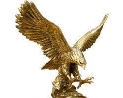 Amerikaanse Hars Goud Adelaar Beeldje Voor Interieur Golden Art Model Collection Craft Home Kamer Kantoor Bureau Decoratie