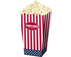 Amerikaanse popcorn bakjes - 24x papieren karton serveer bakjes - 16 x 9 cm