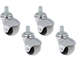AMIG 4 transportwielen meubelwielen zwenkwielen - Ø40mm - 80-120KG Draagvermogen – Schroefdraad M10 x 15mm – Hoogte 52mm
