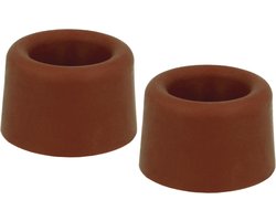 AMIG Deurstopper/deurbuffer - 2x - D40mm - inclusief schroeven - rubber - bruin