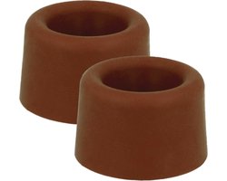 AMIG Deurstopper/deurbuffer - 4x - D40mm - inclusief schroeven - rubber - bruin