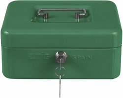 AMIG Geldkistje met 2 sleutels - groen - staal - muntbakje - 20 x 16 x 7 cm - inbraakbeveiliging