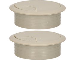 AMIG Kabeldoorvoer - 2x - kunststof dop met opening - Dia 60 mm x H20 mm - grijs - afsluitdoppen voor bureaus