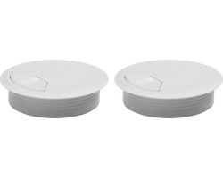 AMIG Kabeldoorvoer - 2x - kunststof dop met opening - Dia 60 mm x H20 mm - wit - afsluitdoppen voor bureaus