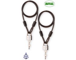 AMIG Kabelslot 12mm x 2 Meter - 2 Stuks Gelijksluitend - RVS 316 - 100% Corrosiebestendig - Bootslot - Fietsslot - Geplastificeerd Staalkabel met Lussen Hangslot - Tuinmeubel Slot - Terrasslot