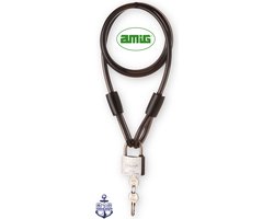 AMIG Kabelslot 12mm x 2 Meter - RVS 316 - 100% Corrosiebestendig - Bootslot - Fietsslot - Geplastificeerd Staalkabel met Lussen Hangslot - Tuinmeubel Slot - Terrasslot