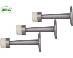 AMIG Muurbuffers Zilver - Voordelige Set 3 Stuks - Wandmontage Deurstoppers - Geborsteld Metaal
