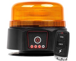 AMiO Oranje LED Batterij Zwaailicht – Noodverlichting Afstandsbediening – Magneet 36 LED – 12V 24V Oplaadbaar – IP66 R65 R10 SAE Class 1