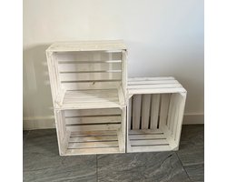 AMISHOUT - 3x kist set - 3 witte fruitkisten 50x40x30 cm