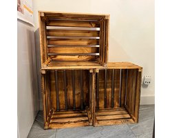AMISHOUT - 3x nieuwe gebrande fruitkisten 50x40x30 cm