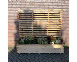 AMISHOUT - Plantenbak met klimrek 200x40x36 (176) cm - naturel | bloembak buiten