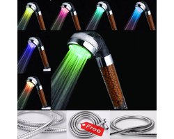 Amison hogedrukdouchekop met slang en filter, 7-kleurige ledverlichting, waterbesparend
