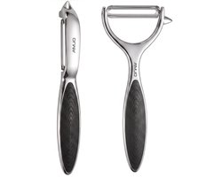 AMJO Premium Dunschiller - Set van 2 stuks - Multifunctionele Groenteschiller - Aardappelschiller - RVS - Zwart