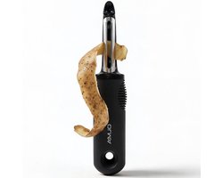 AMJO Premium Dunschiller - Ultra-scherp - Multifunctionele Groenteschiller - Aardappelschiller - RVS - Zwart