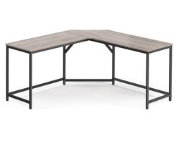 Amolass - Bureau - Hoekbureau - Kantoorbureau - Computerbureau - Grijs - 149x149x75cm - Industrieel - L-Vormig Bureau - Metaal