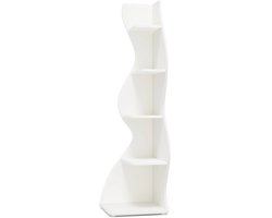 Amolass - Hoekkast - Hoekmeubel - Boekenkast - 180x50x50cm - Golvend Design - 5-Planken - Opbergkast voor Woonkamer - Wit