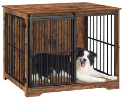 Amolass - Hondenbench - Meubel - Bijzettafel - Voor grote Honden - 110x65x81cm - Maat XL - Bruin - 2-deuren - Hout/Metaal - Industrieel