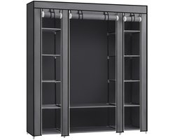Amolass - Kledingkast - Garderobekast Slaapkamer - Opvouwbaar - Stof/Metaal - 175x150x45cm - Grijs - Makkelijk Opzetten