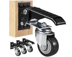Amolass - Set van 4 Zwenkwielen - 4 Stuks - Werkbankwielen - 75kg Draagvermogen - 360° Zwenkbaar - Voor Werkbanken/Meubels/Etc