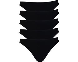 Amora - Dames string, Ondergoed dames, Lingerie - 5 stuks - Egyptisch katoen - Zwart - XXL