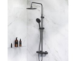 AM.PM Hit - Regendouche met Thermostaatkraan - Zwart Doucheset - Handdouche met 1 functie - Hoofddouche 22 cm