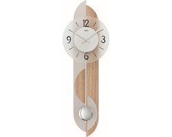 AMS 7296 quarts slinger - Klok - Hout/Aluminium/Glas - 23x7 cm - Bruin/Wit