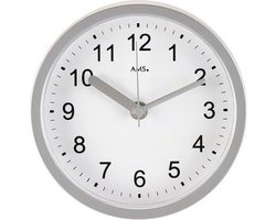 AMS badkamer - Klok - Rond - RVS - �16 cm - Wit