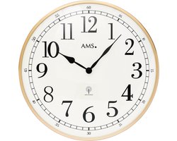 AMS F5607 - Wandklok - Radiogestuurde tijdsaanduiding - Metaal - Mineraal Glas - Rond - diameter 40 cm ø - Rosékleurig - Wit - Zwart