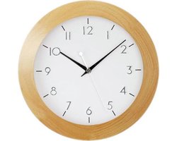 AMS F5836 - Wandklok - Rond - Analoog - Hout - Mineral glas - Radiogestuurde tijdsaanduiding - Bruin - Wit