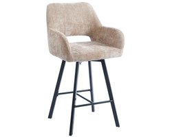 Ams Living® Barkruk draaibaar | Luxe afwerking | Stof | Kleur Taupe | Barstoel barkruk | Design Stoelen Met Rugleuning