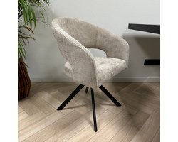 Ams Living® Eetkamerstoel Draaibaar 4 stuks | Ronde afwerking | Stof | Kleur Taupe Zand Bruin | Eettafel Stoelen | Design Stoelen Eettafel 4 stoelen