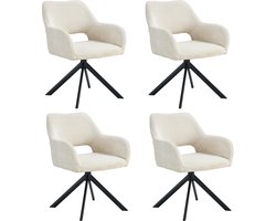 Ams Living® Eetkamerstoel Draaibaar 4 x | Luxe afwerking | Stof | Kleur Beige Gebroken Wit | Eettafel Stoelen | Design Stoelen Eettafel 4 x Stoel