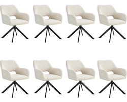 Ams Living® Eetkamerstoel Draaibaar 8 x | Luxe afwerking | Stof | Kleur Beige Gebroken Wit | Eettafel Stoelen | Design Stoelen Eettafel 8 x Stoel