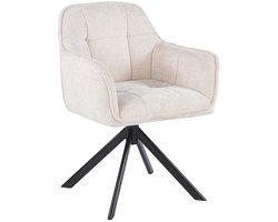 Ams Living® Eetkamerstoel Draaibaar | Kuip Stoel | Dichte afwerking | Stof | Kleur Beige Gebroken Wit | Eettafel Stoelen | Design Stoelen Eettafel
