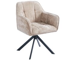 Ams Living® Eetkamerstoel Draaibaar | Kuip Stoel | Dichte afwerking | Stof | Kleur Taupe Zand Bruin | Eettafel Stoelen | Design Stoelen Eettafel
