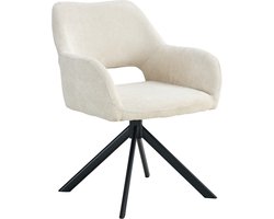 Ams Living® Eetkamerstoel Draaibaar | Luxe afwerking | Stof | Kleur Beige Gebroken Wit | Eettafel Stoelen | Design Stoelen Eettafel