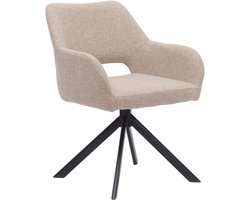 Ams Living® Eetkamerstoel Draaibaar | Luxe afwerking | Stoffen Stoel met Metalen Poot | Kleur Fine Taupe | Eettafel Stoelen | Design Kuipstoelen Eettafel
