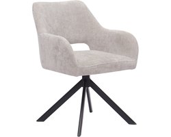 Ams Living® Eetkamerstoel Draaibaar | Luxe afwerking | Stoffen Stoel met Metalen Poot | Kleur Licht Grijs | Eettafel Stoelen | Design Stoelen Eettafel