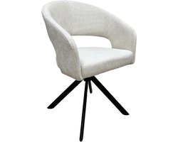 Ams Living® Eetkamerstoel Draaibaar | Ronde afwerking | Stof | Kleur Beige Gebroken Wit | Eettafel Stoelen | Design Stoelen Eettafel