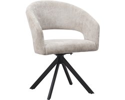 Ams Living® Eetkamerstoel Draaibaar | Ronde afwerking | Stof | Kleur Licht Grijs | Eettafel Stoelen | Design Stoelen Eettafel