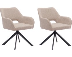 Ams Living® Eetkamerstoel Draaibaar Set van 2 | Luxe afwerking | Stoffen Stoel met Metalen Poot | Kleur Fine Taupe | Eettafel Stoelen | 2 x Design Kuipstoelen Eettafel