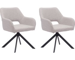 Ams Living® Eetkamerstoel Draaibaar Set van 2 | Luxe afwerking | Stoffen Stoel met Metalen Poot | Kleur Licht Grijs | Eettafel Stoelen | 2 x Design Kuipstoelen Eettafel