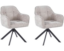 Ams Living® Eetkamerstoel Draaibaar | Set van 2 Stoelen | Kuip Stoel | Dichte afwerking | Stof | Kleur Grijs | Eettafel Stoelen | 2 x Design Stoelen Eettafel