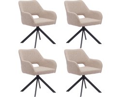 Ams Living® Eetkamerstoel Draaibaar Set van 4 | Luxe afwerking | Stoffen Stoel met Metalen Poot | Kleur Fine Taupe | Eettafel Stoelen | 4 x Design Kuipstoelen Eettafel
