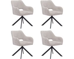 Ams Living® Eetkamerstoel Draaibaar Set van 4 | Luxe afwerking | Stoffen Stoel met Metalen Poot | Kleur Licht Grijs | Eettafel Stoelen | 4 x Design Stoelen Eettafel