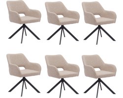 Ams Living® Eetkamerstoel Draaibaar Set van 6 | Luxe afwerking | Stoffen Stoel met Metalen Poot | Kleur Fine Taupe | Eettafel Stoelen | 6 x Design Kuipstoelen Eettafel