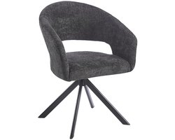 Ams Living® Eetkamerstoel Draaibaar | Zwart | Kuipstoelen | Ronde afwerking | Stof | Zwarte Stoel | Eettafel Stoelen | Kuipstoelen Design Stoelen Eettafel